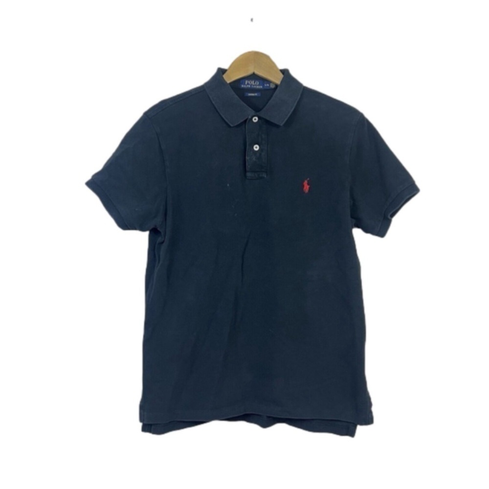 Polo Shirt Mens L Black Red Pony Ralph Lauren Short Sleeves Golf Custom Fit
